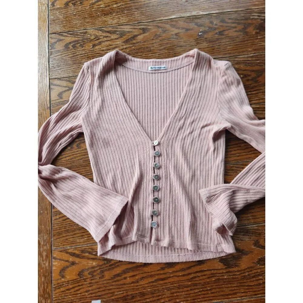Reformation Gellar ribbed pink Top sz Small